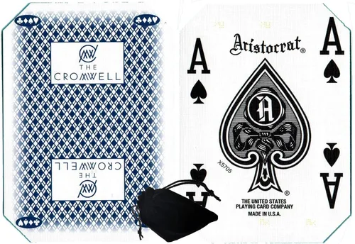 Vista 4 de Cyber-Deals Amplia selección de mazos de cartas auténticos de Las Vegas Strip Casino con bolsa de tela de terciopelo negro (Bally's (Red))
