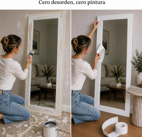 Vista 2 de Borde de papel pintado de grano de madera blanco (3.9" x 393.7", 10cm x 10m, textura de madera áspera) Papel pintado autoadhesivo extraíble