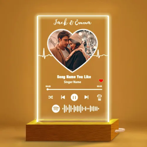 Vista 6 de Regalos fotográficos personalizados para novio novia, placa de luz nocturna personalizada de Spotify, bonitas decoraciones de habitación, regalos