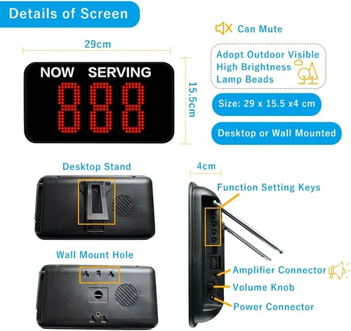 Vista 5 de Toma un sistema numérico Sistema electrónico de llamadas en cola con 1 pantalla de número de servicio ahora 3 botón de llamada siguiente 1