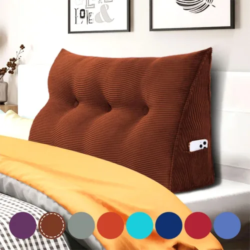Vista 22 de Almohada de cuña acolchada de 8 libras para cabecero, posicionador corporal en forma de triángulo, almohada de lectura para la cama, almohada
