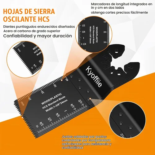 Vista 5 de Kit de 200 cuchillas oscilantes multiherramienta – Hojas de sierra universales de liberación rápida de 1-3/8 pulgadas para madera y plástico