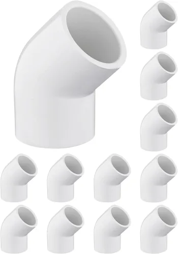 Vista 29 de Paquete de 12 accesorios de codo de 45 grados de PVC de 1 pulgada, conector de tubo de 2 vías de grado para muebles para construcción de estanterías