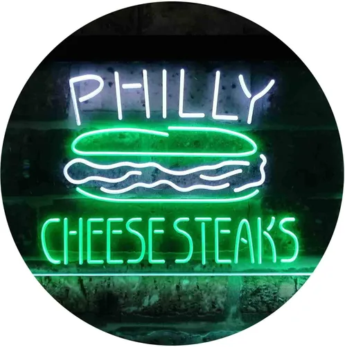Vista 19 de ADVPRO Philly Cheese Steaks Café - Letrero de neón LED de doble color, azul y rojo, 24 x 16 pulgadas st6s64-i3850-br