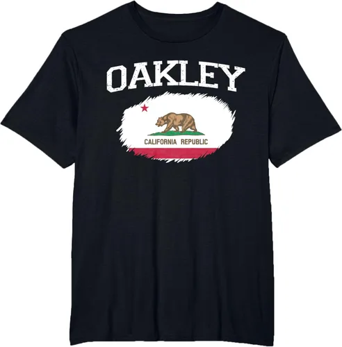 Vista 74 de OAKLEY CA CALIFORNIA Flag Vintage USA Sports Hombre Mujer Camiseta, Negro