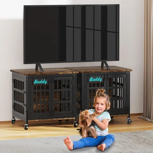 Vista 8 de EasyCom Jaula para Perros de Alta Resistencia para Interior con Etiqueta de Nombre, Mueble de Jaula para Perros de 27 Pulgadas para Perros Pequeños