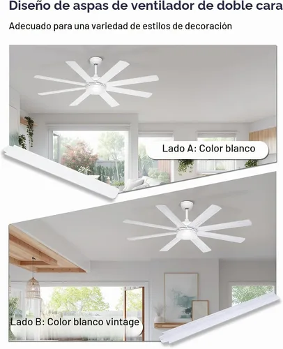 Vista 2 de Ventilador de techo blanco de 60 pulgadas con luces