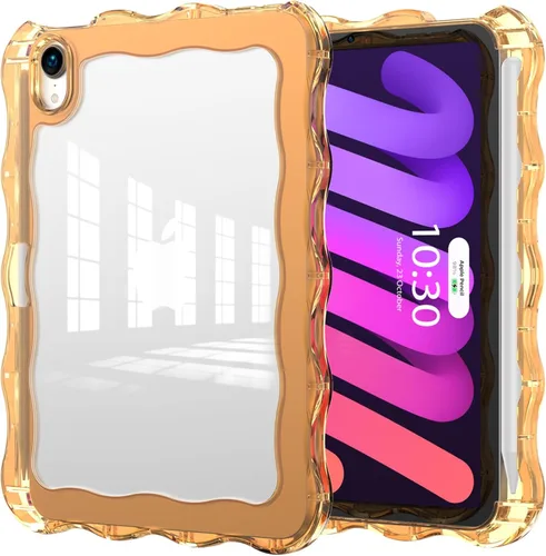Vista 33 de Funda para iPad mini 7 (A17 Pro) generación 2024 de 8.3 pulgadas, 6ª generación 2021 de 8.3 pulgadas, TPU duradero con borde ondulado, policarbonato