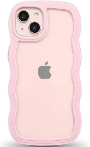 Vista 120 de Anuck Funda para iPhone 13 Pro con borde ondulado, diseño trasero transparente, agarre antideslizante, forma de marco rizado ondulado, a prueba