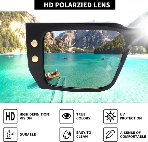 Vista 3 de JIM HALO Gafas de sol rectangulares para mujeres y hombres, lentes de conducción polarizados retro de los años 90, estilo vintage, marco cuadrado