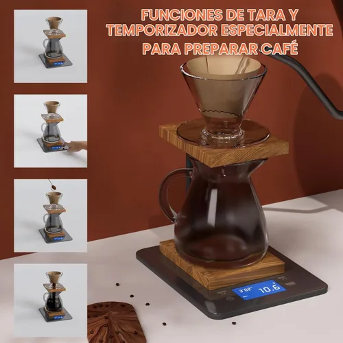 Vista 6 de MEGAWISE Báscula de café con temporizador, 0.004 oz, 4.4 lbs, vertido