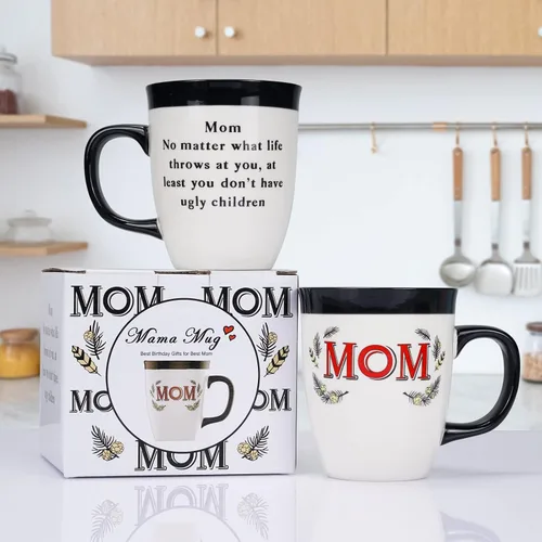 Vista 5 de Taza de café de cerámica para mamá, de 16 onzas, divertida taza de café para mujeres, mejor día festivo, Navidad, día de la madre, cumpleaños