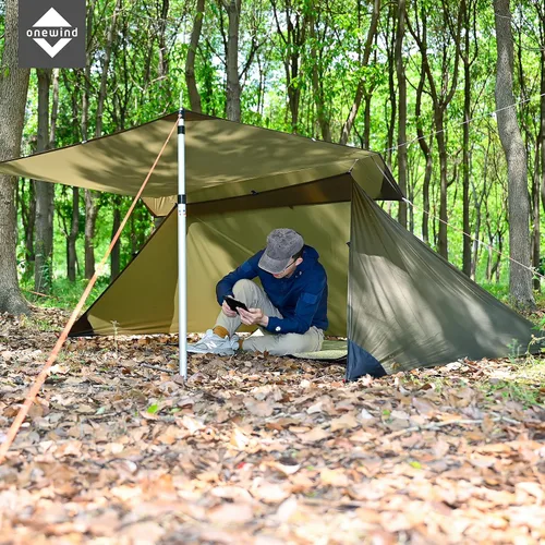 Vista 8 de onewind El juego de refugio para acampar incluye refugio de emergencia, BugNet, huella Juego de refugio con rejilla