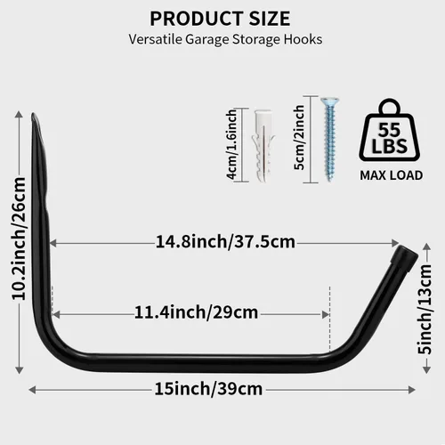 Vista 2 de Kayak Storage Rack Wall Mount, Kayak Hooks, Heavy Duty Garage Storage Hooks Suitable for Hanging Ladders, Bikes, Kayak