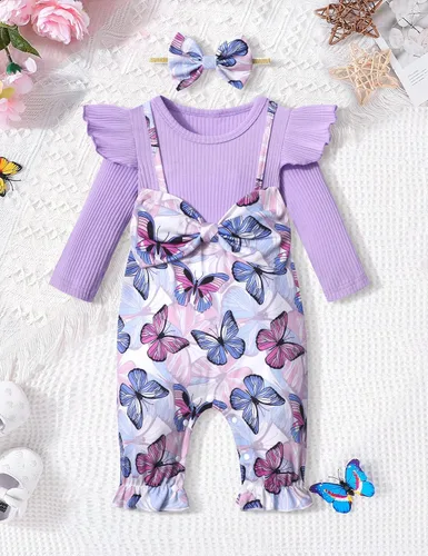 Vista 2 de Queenstyle Ropa de bebé niña de manga larga, overol lindo traje de bebé de 0 a 18 meses