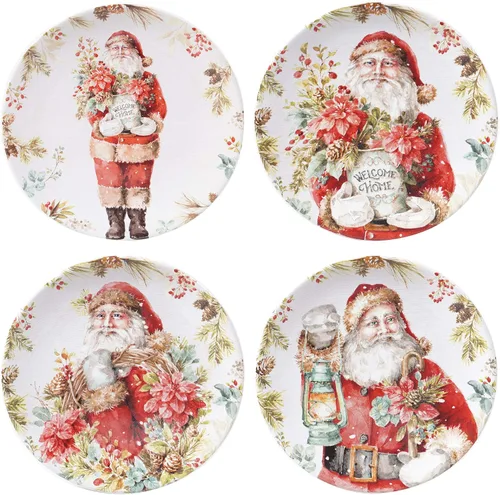 Vista 3 de Christmas Story - Juego de vajilla de 16 piezas, servicio para 4 con platos, cuencos y tazas de Papá Noel, juego de cerámica vintage con arte