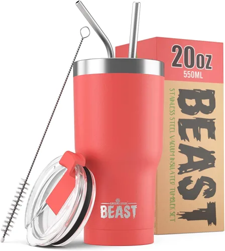 Vista 80 de Beast Vaso de 10 oz de Acero Inoxidable con Aislamiento al Vacío para Café y Hielo de Doble Pared Termo de Viaje (Blanco Ártico)