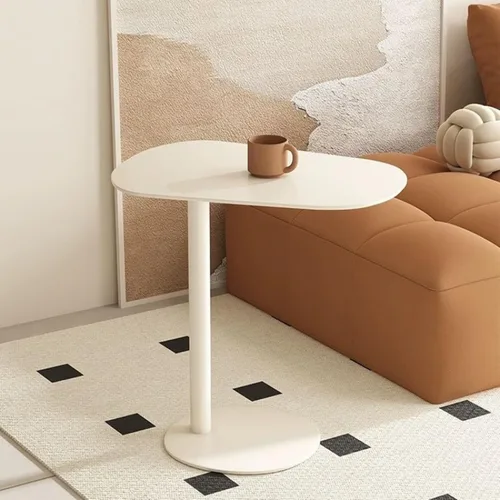 Vista 8 de Mesa auxiliar moderna de metal en forma de C para sofá, mesa auxiliar delgada para sofá, mesa auxiliar de aperitivos, bandejas de TV para comer