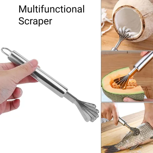 Vista 7 de Raspador de coco, 2 ralladores de coco, herramienta de eliminación de carne de coco, herramienta de eliminación de carne de coco de acero