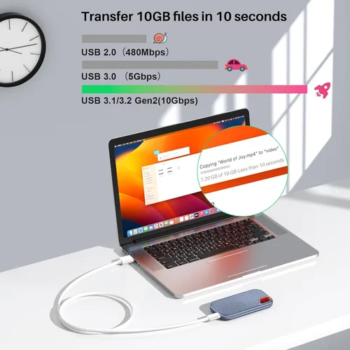 Vista 3 de Cable corto USB A a USB C 3.1 de 6 pulgadas, 0.5 pies, cable de transferencia de datos de alta velocidad de 10 Gbps compatible con MacBook Pro, iPad