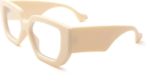 Vista 10 de Hycredi Gafas de luz azul de marco grueso para mujeres y hombres, anteojos cuadrados de gran tamaño para juegos de computadora con lente transparente