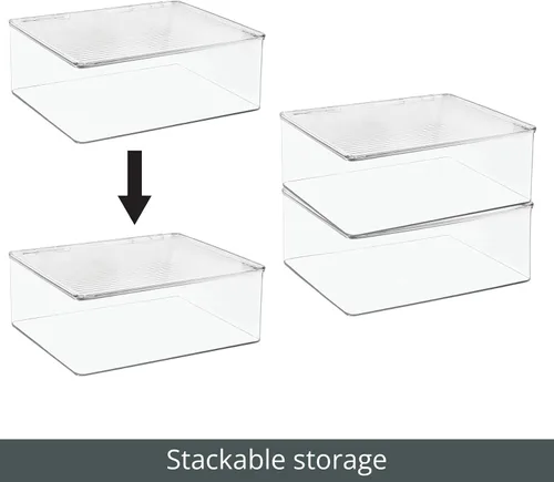 Vista 5 de mDesign - Caja de almacenamiento para alimentos con tapa, de plástico transparente, 4