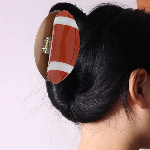 Vista 3 de Pinzas de garra, pinzas de pelo únicas de béisbol, baloncesto, fútbol, para mujeres y niñas, agarre para el cabello, pasadores para el cabello
