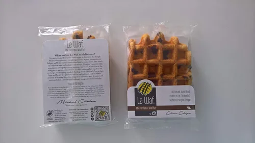 Vista 3 de Le Waf Surtido de gofres artesanales belgas Lieja con azúcar perla, incluye 4 originales, 2 chocolate, 2 canela (paquete de 8)