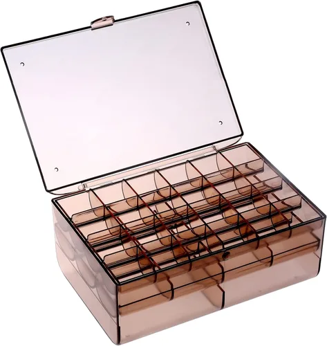 Vista 7 de HM KAMAN Soporte estético para joyas caja de almacenamiento de joyería de 38 rejillas cajas de joyería transparentes organizador de anillos adecuado