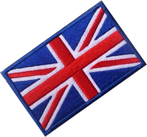 Vista 4 de 2 parches tácticos bordados de la Gran Unión Británica de Reino Unido, bandera de Inglaterra del Reino Unido, emblema para coser en la moral, Azul