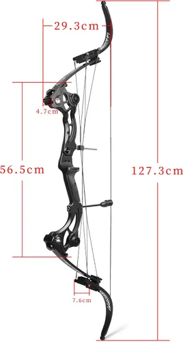 Vista 4 de Arco recurvo de pesca con arco de 50 pulgadas con palanca de peso de 30-55 libras para arquero de mano derecha