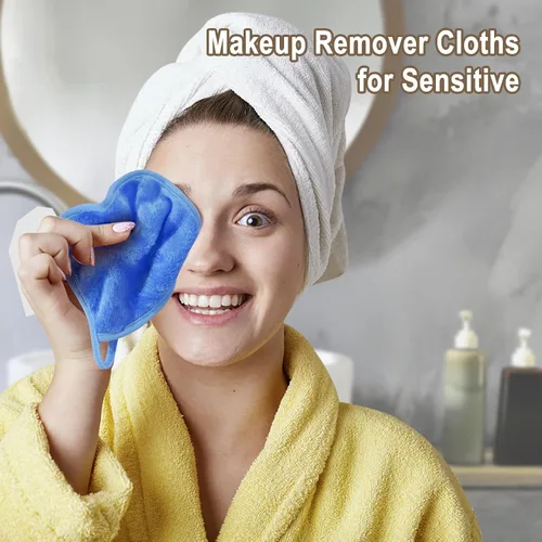 Vista 2 de KODAMO Paño removedor de maquillaje, almohadillas removedoras de maquillaje reutilizables, lavables con bolsa de malla, paños de microfibra