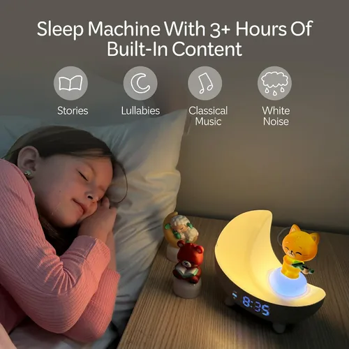 Vista 2 de Move2Play, Máquina de Sonido Dozi Más de 3 horas de contenido Luz nocturna Reloj despertador para niños pequeños y niños Tranquilizador Ok