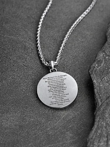 Vista 9 de FaithHeart Saint Michael Necklace, Stainless Steel18K Gold Plated St Michael the Archangel Pendant Amulet for Men Women with Gift Packaging