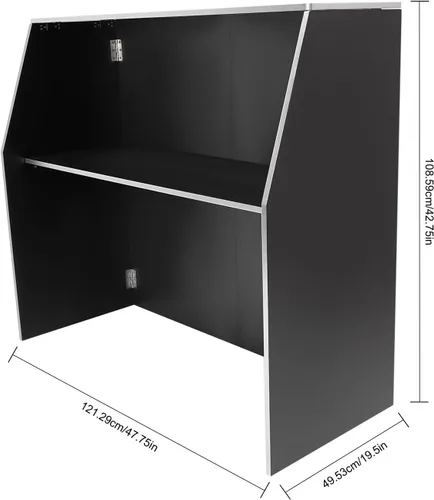 Vista 3 de Barra de eventos portátil plegable con estantes superiores y medios, 47.75 x 19.5 x 42.75 pulgadas, gabinete de bar portátil plegable para fiestas