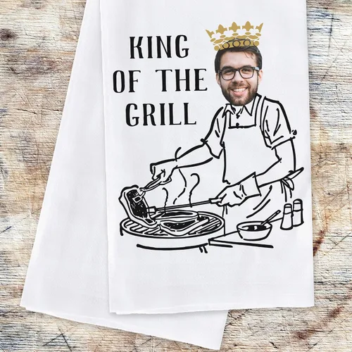 Vista 3 de Toalla de cocina personalizada para BBQ Kings – Divertido juego de toallas de cocina. 100% algodón hilado en anillo puro, toallas de cocina súper