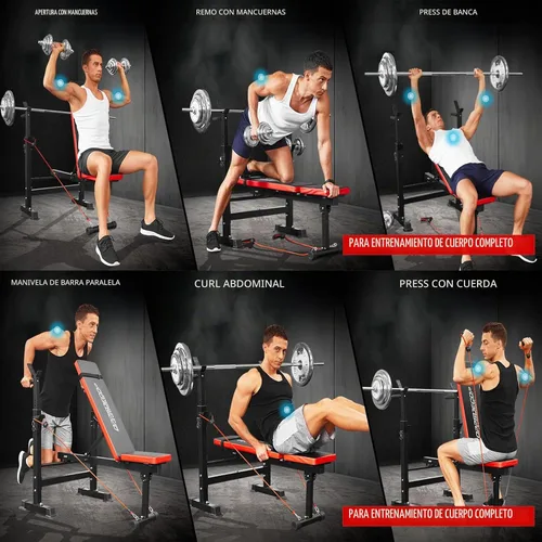 Vista 5 de OPPSDECOR Weight Bench Set for Home Gym, 6-in-1 900LB Foldable Bench Press Negro