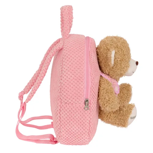 Vista 5 de Mochila Infantil Safta Oso de Peluche Rosa 23 x 27 x 7,5 cm