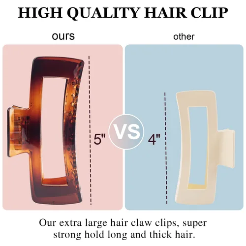 Vista 8 de Paquete de 4 pinzas para cabello extra grandes para mujeres, pinzas brillantes de sujeción fuerte de 5 pulgadas para cabello grueso y largo, clips