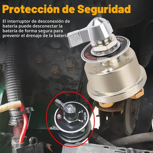 Vista 2 de Interruptor maestro de desconexión de batería de 12-48V, interruptor de corte de energía de batería de alta corriente de 200A con placa frontal