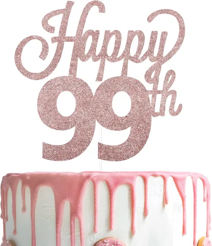 Vista 98 de LINGTEER - Decoración para pastel con texto "Happy Birthday 100", color negro
