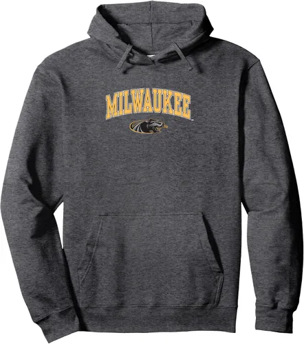Vista 4 de Sudadera con capucha de Wisconsin Milwaukee Panthers Arch Over con licencia oficial, Negro