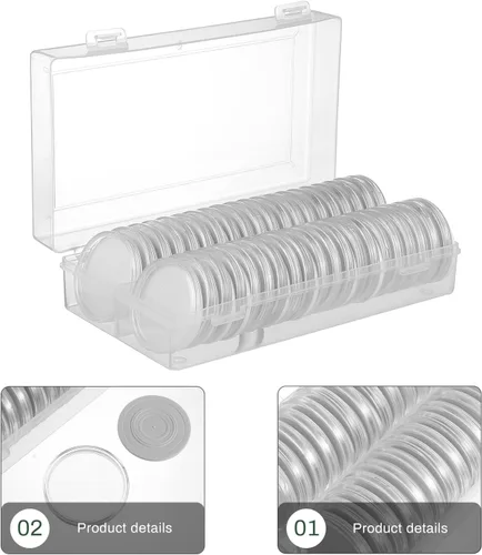 Vista 4 de Ciieeo Caja de monedas Mini contenedores de plástico Monedas de plástico Kickstand Estuche de 2.008 in Caja de almacenamiento de monedas Cápsula