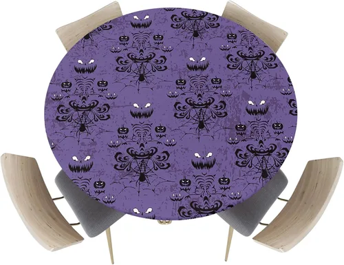 Vista 8 de Mantel Ajustado de Hongos para Mesa Redonda, Cubierta de Mesa de Cocina Botánica Pastoral Floral con Borde Elástico Tela Impermeable, Cubiertas Negro