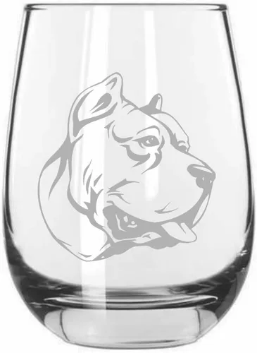 Vista 493 de Shar Pei (chino) - Vaso de vino sin tallo grabado para perro, 15.25 onzas
