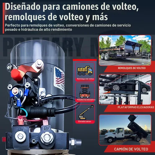 Vista 5 de Bomba hidráulica de doble efecto KTI de 12Vdc de 4 cuartos para remolque de descarga - Unidad de potencia hidráulica - Bomba de remolque de descarga