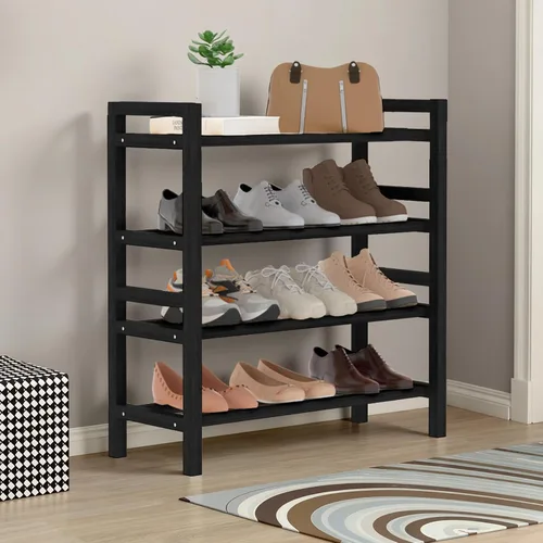 Vista 2 de Zapatero de bambú organizador de zapatos de pie libre, negro, 4 niveles Marrón