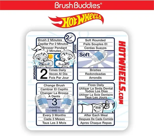 Vista 8 de Brush Buddies Hot Wheels - Cepillo de dientes para niños, paquete de cepillos de dientes, cerdas suaves para niños, niños de 2 a 4 años, paquete