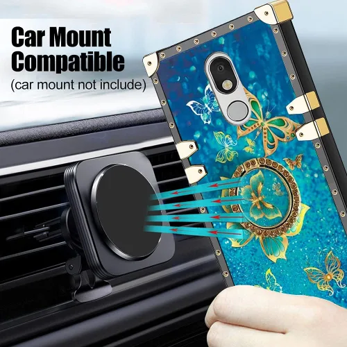 Vista 2 de nancheng Funda cuadrada para LG Stylo 5: Funda de teléfono con patrón de moda para niñas y mujeres con correa de soporte de anillo Funda protectora