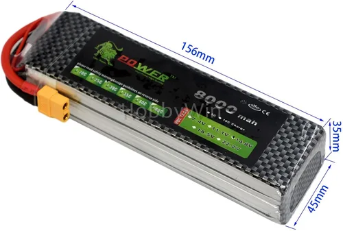 Vista 2 de 14.8V 4S 8000mAh 35C LiPO Batería XT60 Enchufe para RC Avión Helicóptero Miltirotor Cámara Drone